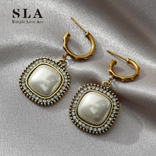 sla复古真金珍珠镶锆石轻奢女