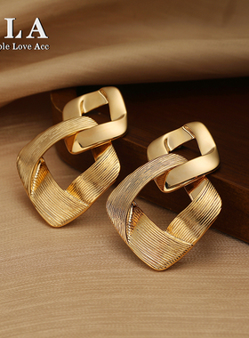 Simple Love Acc私家 欧美气质冷淡风高级感法式银针双方形耳环女