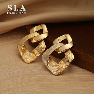 欧美气质冷淡风高级感法式 Acc私家 银针双方形耳环女 Love Simple