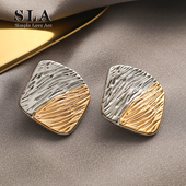 Acc私家 Simple Love 欧美夸张几何金属双拼色冷淡风银针耳环女