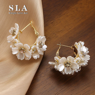 SLA私家 高级感ins欧美网红新款 复古宫廷耳圈女 银针耳环潮 法式