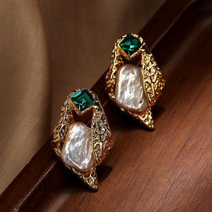 设计独特天然珍珠法式 Simple 个性 Acc私家 风银针耳环女 Love