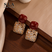Acc私家 Simple Love 美拉德滴釉贵族高级感满钻银针耳环女