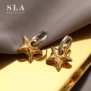 镂空星星立体五角型镶钻高级感银针耳环女 Acc私家 Simple Love