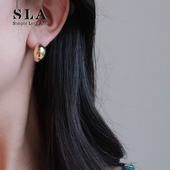 气质镀14k金个性 2025新款 耳钉潮法式 百搭饰品高级简约银针耳环女