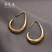 高级金属拒绝同款 菱形纹路镀24k法式 耳环女潮 金属水滴形 SLA私家