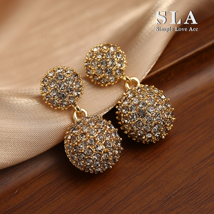 复古大气S925银针满钻甜美设计感耳环女 Acc私家 Simple Love