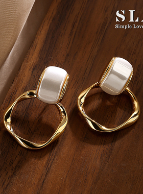 Simple Love Acc私家  设计感独特白色哑光波澜圆圈银针耳环女