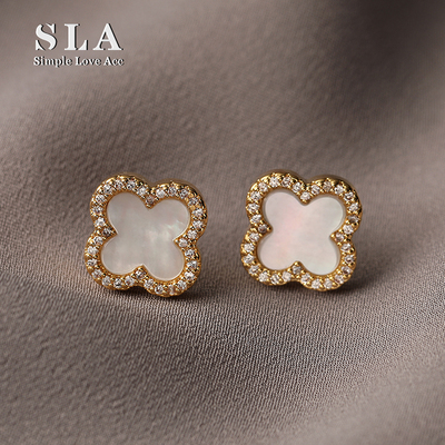 Simple Love Acc私家 法式耳钉轻奢锆石时尚高级感银针耳环女
