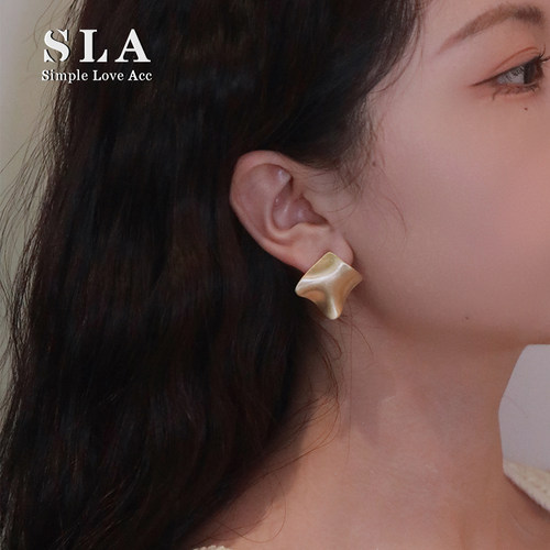 ins欧美风曲面金属拉丝网红银针