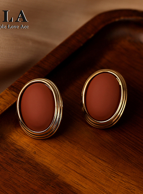 Simple Love Acc私家  玛瑙显白复古优雅高级感纹理银针耳环女