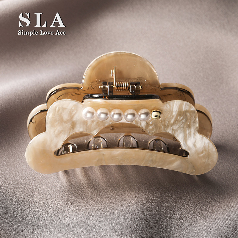 Simple Acc私家  高级感设计珍珠优雅气质百搭时尚树脂镂空发饰女