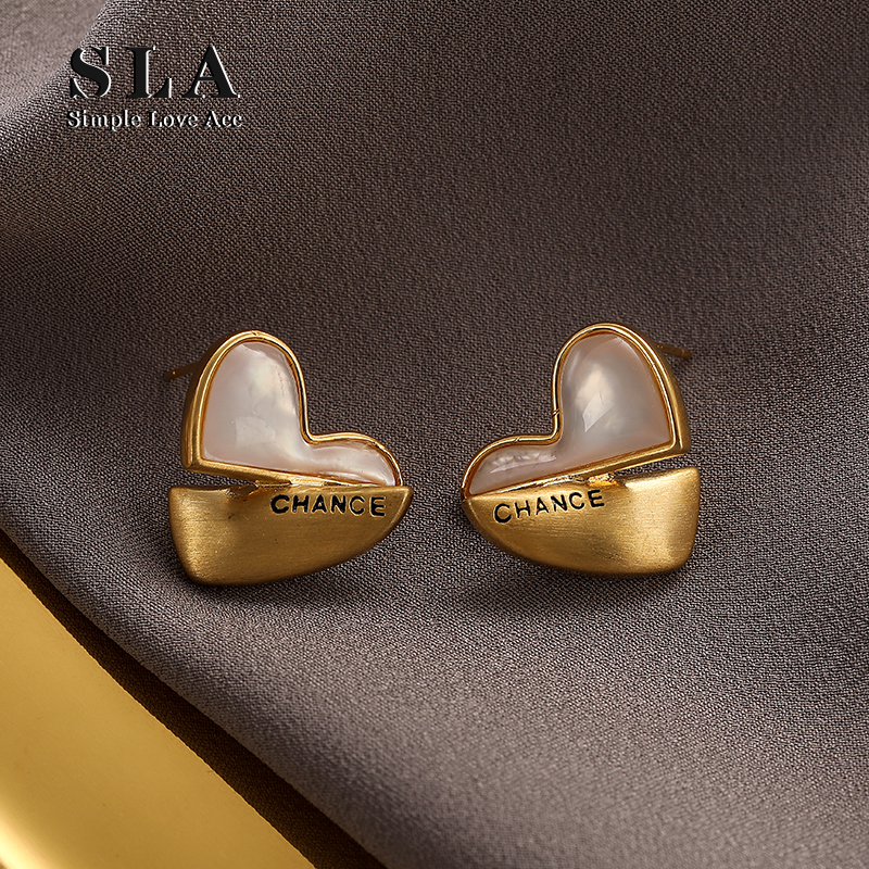 Simple Love Acc私家  法式高级感树脂金属爱心爆款银针耳环女