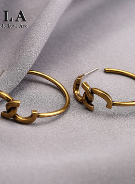 SLA私家 复古金欧美个性金属双勾耳环女 拒绝同款s925银针新款潮