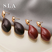 Simple 高级感水滴安克拉红咖色耳环女 欧美小众个性 Love Acc私家