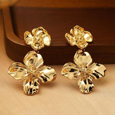 Simple Love Acc私家  夸张设计高级感双层花朵气质银针耳环女