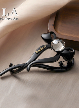 Simple Love Acc私家 高级感2025新款发夹女水晶蝴蝶结气质黑色潮