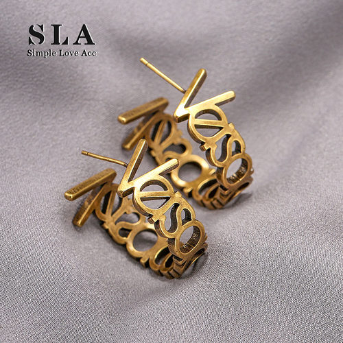 SLA私家 字母个性设计耳环女网红博主拒绝同款复古高级2025年新款