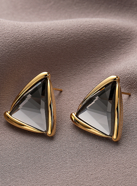 Simple Love Acc私家 爱慕灰三角水晶切面高级耳钉s925银针耳环女