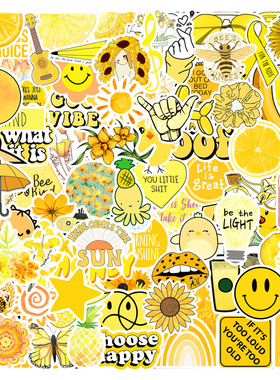 100张个性黄色vsco小清新贴纸涂鸦冰箱笔记本电脑吉他玻璃水杯diy