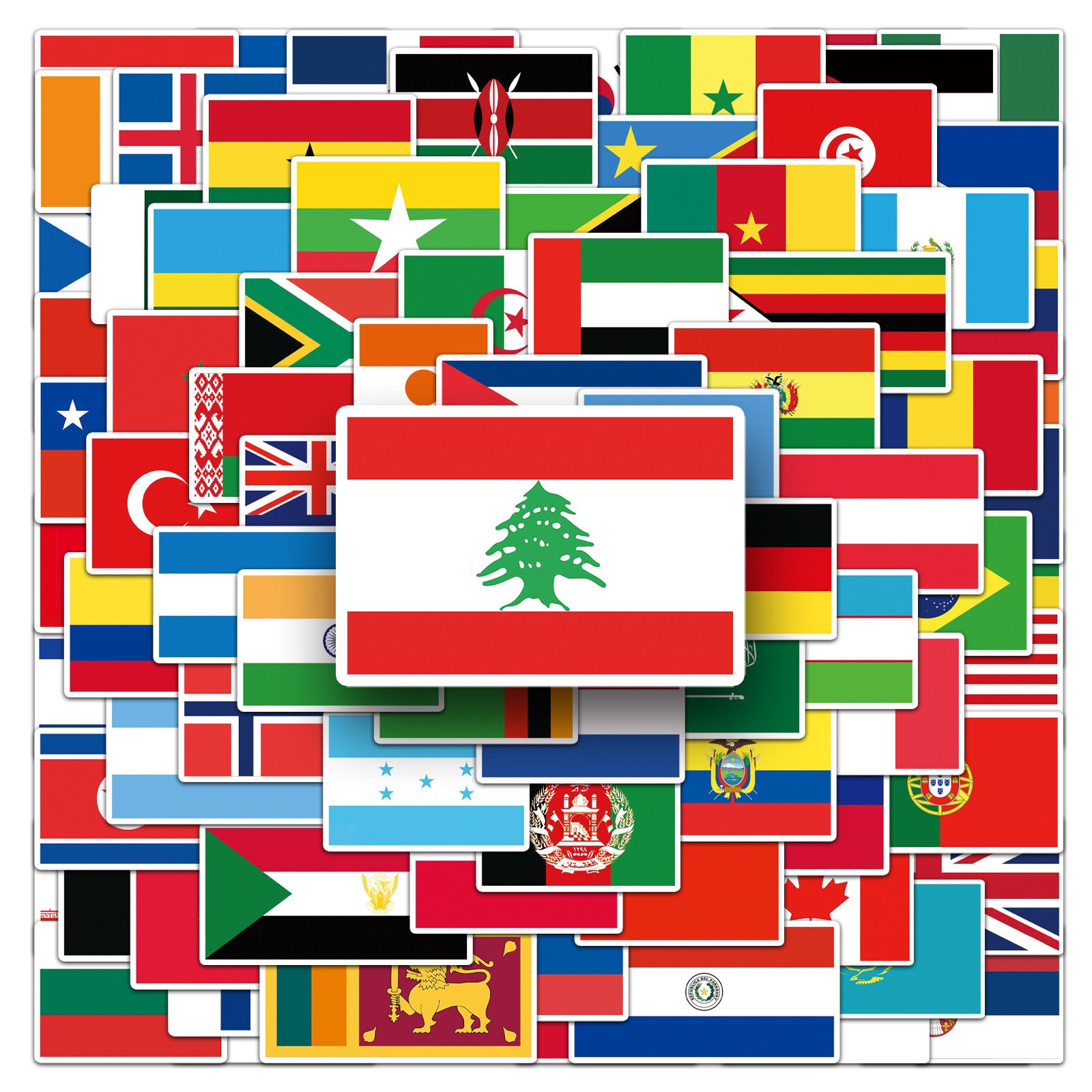 个性创意彩色国家国旗旗帜贴纸