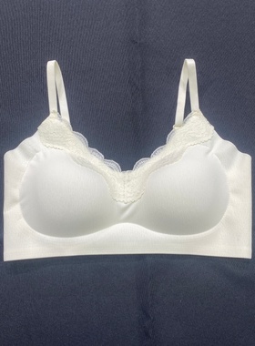 早春新款蕾丝拼接V领抹胸内衣小胸显大露背聚拢固定杯防走光美背
