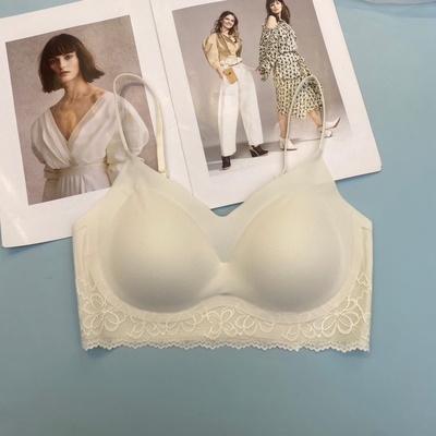 9614无痕蕾丝拼接凉感舒适抹胸内衣女春夏薄款聚拢防走光裹胸美背