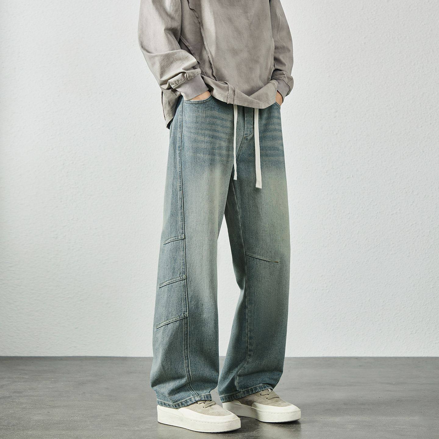 2026秋冬季新款牛仔裤男宽松大码直筒阔腿加肥加大显瘦休闲长裤子