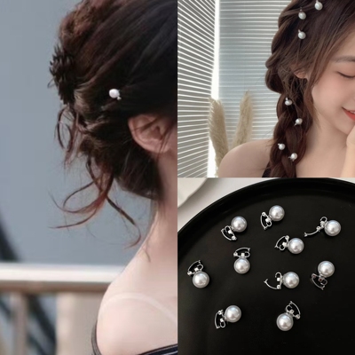 浪姐何宣林同款仿珍珠豆豆扣发夹女儿童盘发小发扣抓夹宝宝迷你夹