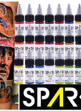 SPARK闪电纹身色料黑色割线打雾彩色墨水颜料专业刺青超黑防晕色