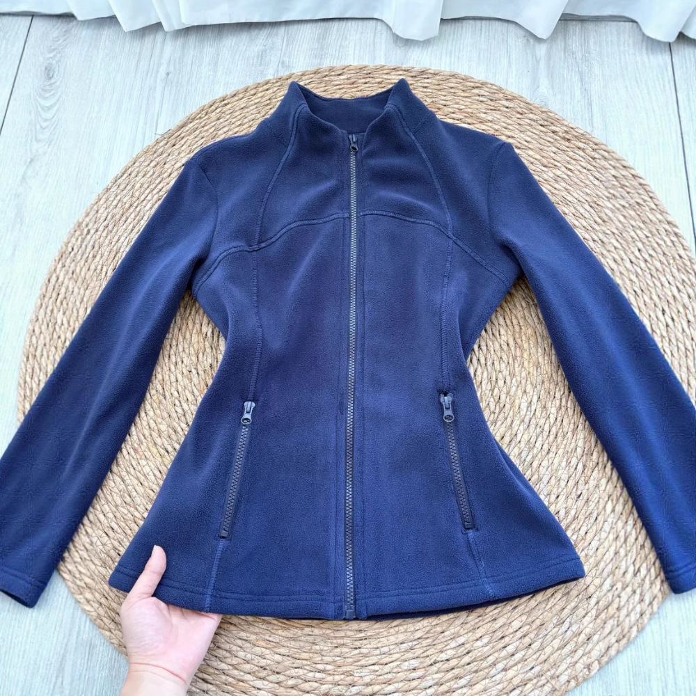 藏青色摇粒绒外套抓绒内胆女秋冬修身羽绒服校服内搭加绒紧身