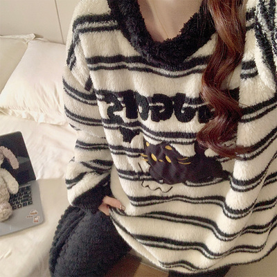 高级感珊瑚绒睡衣女士2025新款春秋冬季加厚法兰绒家居服套装冬款