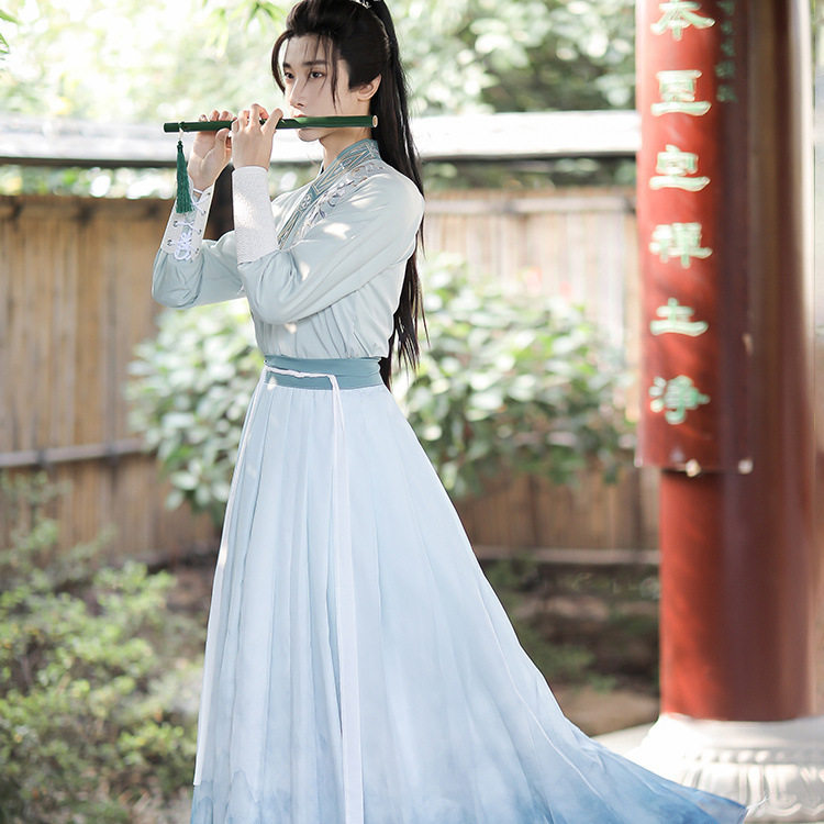 秋春青少年秀气汉服2025内搭百搭魏晋风窄袖国风刺绣印花两件套装,男装,汉服,淘宝优惠券,粉丝福利购,淘宝优惠卷