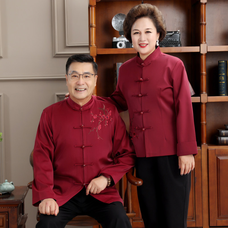 喜公公喜婆婆情侣装唐装男中老年父母装老人参加婚礼祝寿喜庆唐服