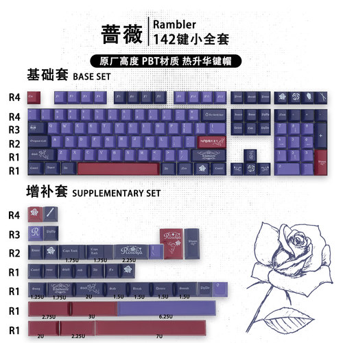 邦邦炸梦 Neo-Aspect Roselia主题键帽蔷薇按键原厂高度个性全套