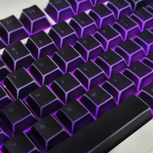 黑色折影棱角透光正侧刻pbt热升华原厂机械键帽wooting rakka通用