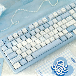 爱丽丝键帽希达工作室五面热升华原厂高度冰蓝黑机械键盘适配磁轴