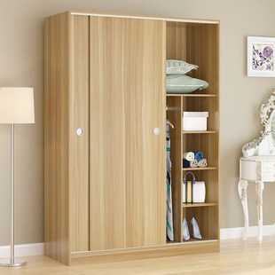 衣柜推拉门简易实木木质定制整体组装 卧室移门简约现代经济型柜子