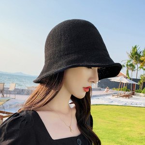 棉麻遮阳帽渔夫帽子女日系针织盆帽韩国帽可折叠文艺春季夏天