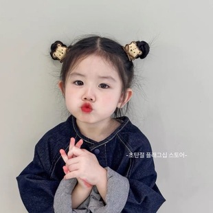 韩版宝宝扎辫小熊发圈儿童立体高弹力扎马尾皮筋可爱女孩头绳发饰