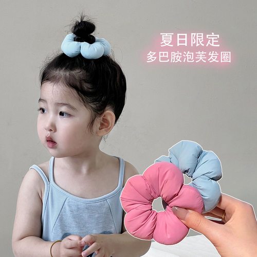 儿童大肠花朵发圈高弹力发绳女2025新款可爱糖果色高马尾扎发头饰
