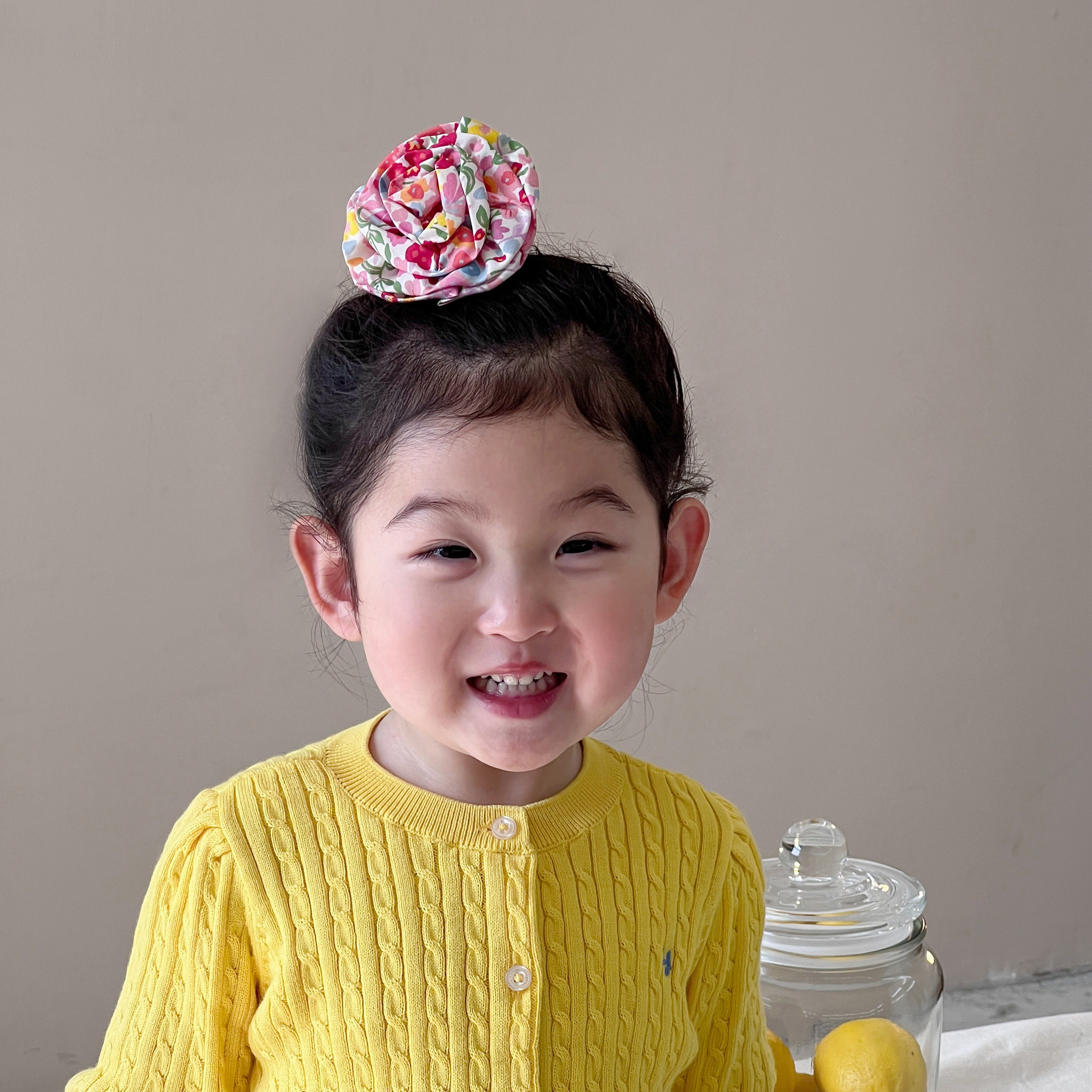 韩国新款彩色碎花高弹力发绳女童高马尾立体头饰宝宝甜美花朵发圈