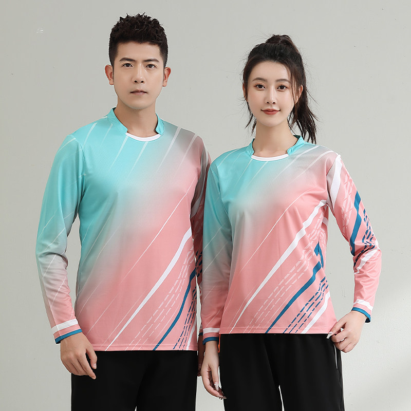 羽毛球服套装男女速干透气吸汗运动服长袖长裤网球衣乒乓队服定制