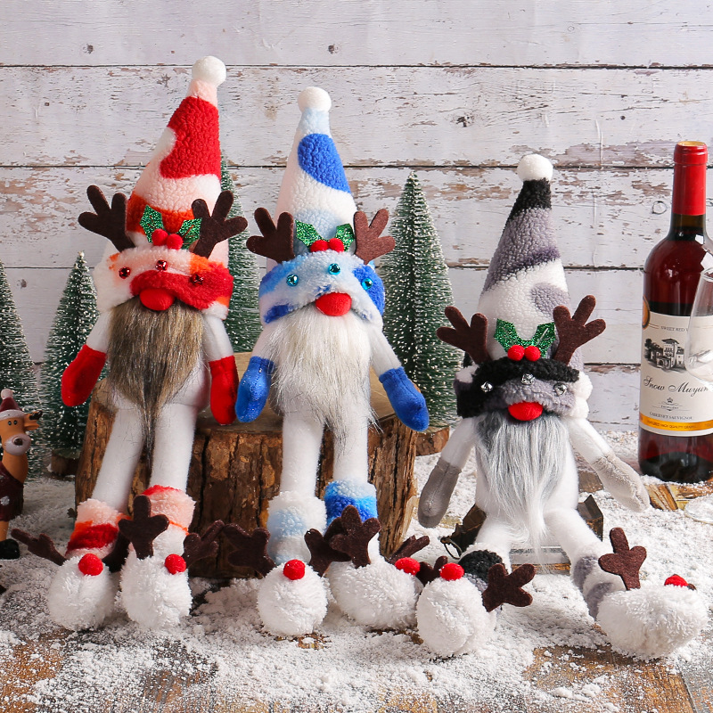 Cute Christmas Antlers Long Leg Doll Desktop Ornament公仔