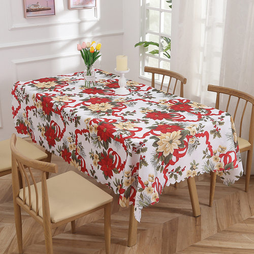 Nordic Christmas Flower Tablecloth Christmas Table Cloth