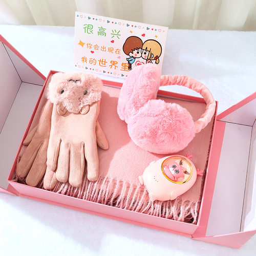 Christmas Gift, Winter Scarf, Gloves, Warm Hands Gift Set
