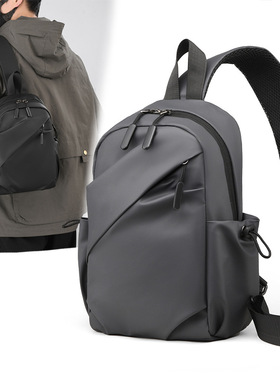 Trendy men's bag street black crossbody bag街头黑色斜挎包