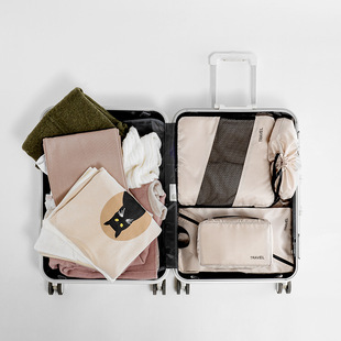 6pcs Thick Polyester Travel Clothing Storage Bag Set收纳袋