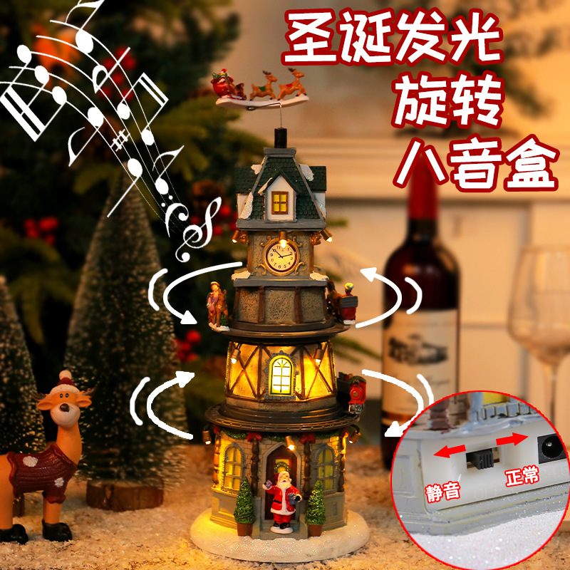 Christmas gift: Christmas glowing rotating music box圣诞礼物