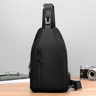 Men's chest bag, crossbody backpack, double zipper男士胸包